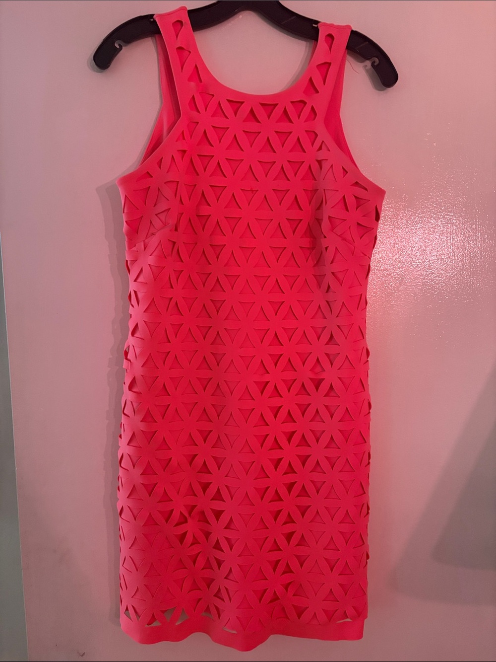 LILLY PULITZER Pink Laser-Cut Sheath Dress (S)
